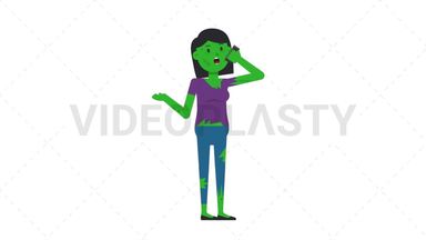 Zombie Woman Talking on the Phone Happy Stock Animation