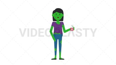 Zombie Woman Using Disinfectant Spray Stock Animation