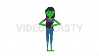 Zombie Woman Using Tablet Happy Stock Animation