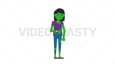Zombie Woman Waiting Stock Animation