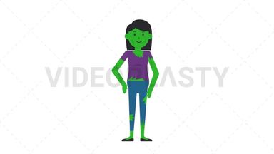 Zombie Woman Warmup Exercise Stock Animation