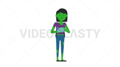 Zombie Woman Washing Hands Stock Animation