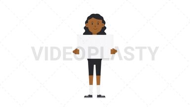 Black Female EU Referee Holding Poster Animated GIF