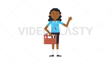Black Female EU Referee Holding Toolbox Animated GIF