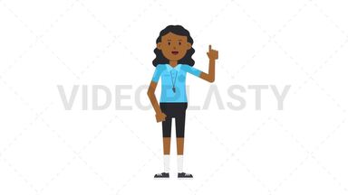 Black Female EU Referee Pointing Above Animated GIF