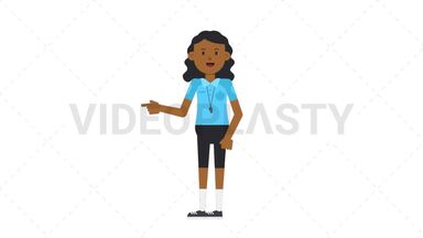 Black Female EU Referee Pointing Left Animated GIF