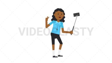 Black Female EU Referee Selfie Stick Animated GIF
