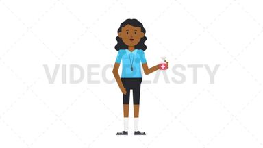 Black Female EU Referee Using Disinfectant Spray Animated GIF