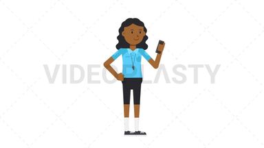 Black Female EU Referee Using Phone Animated GIF