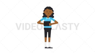 Black Female EU Referee Using Tablet Sad Animated GIF