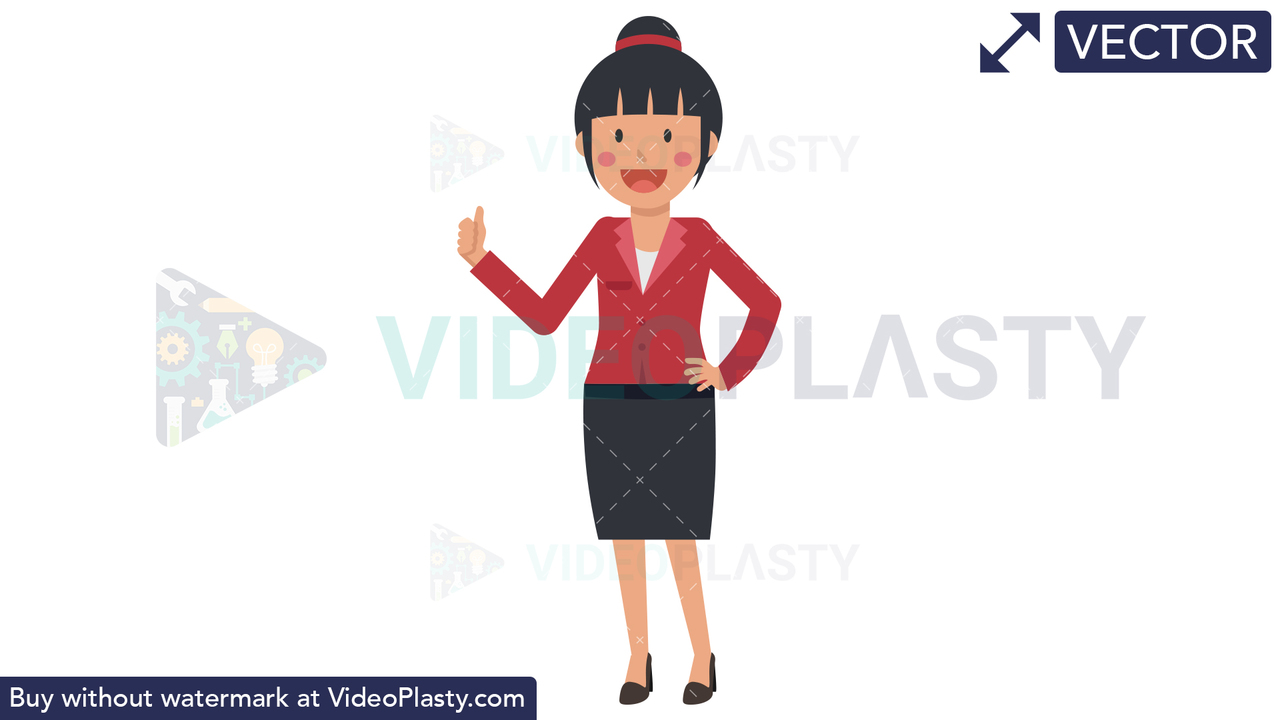 Asian Corporate Woman Approving Vector Clipart