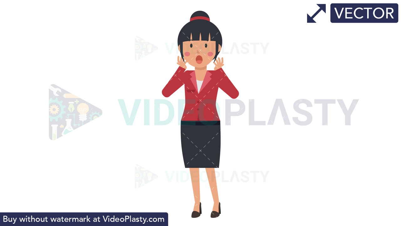 Asian Corporate Woman Being Surprised Vector Clipart