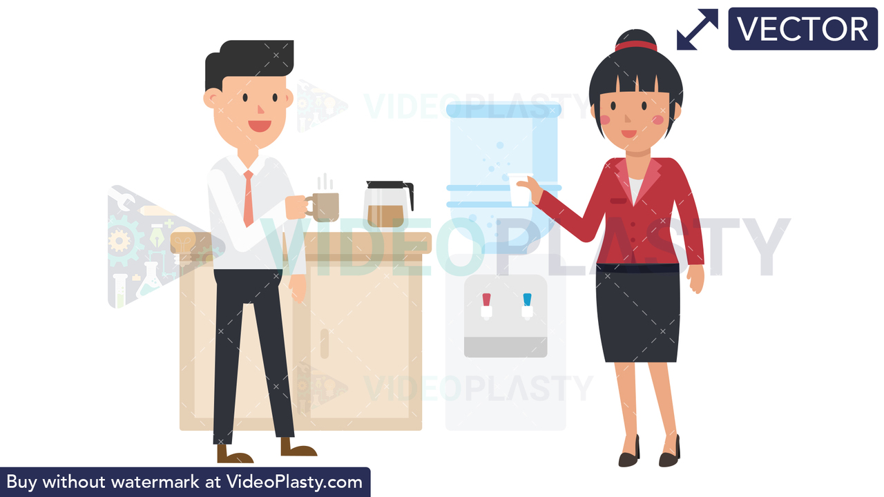 Asian Corporate Woman Chatting During Break Vector Clipart