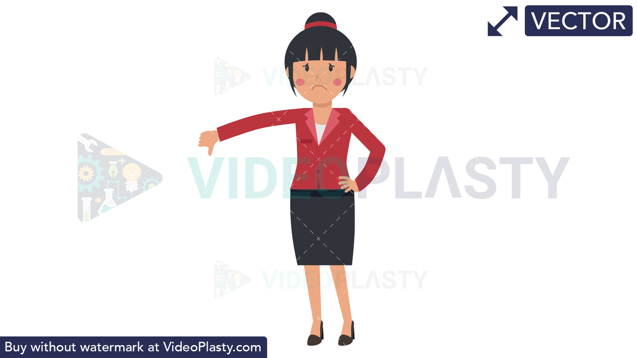 Asian Corporate Woman Disapproving Vector Clipart