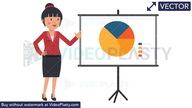 Asian Corporate Woman Giving Presentation Vector Clipart