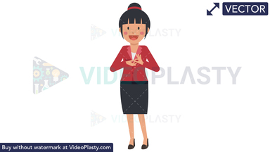 Asian Corporate Woman Interpreting Using Sign Language Vector Clipart