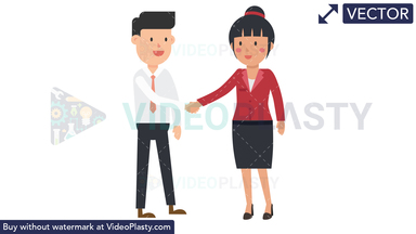Asian Corporate Woman Shaking Hand Vector Clipart