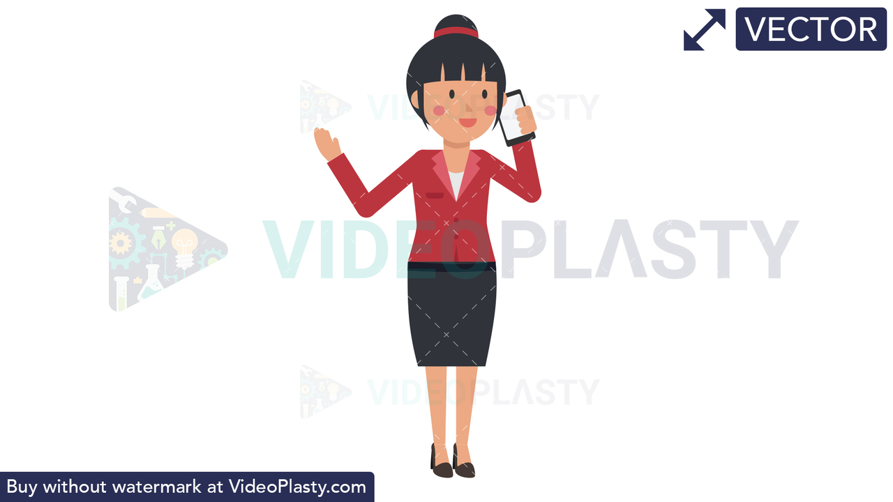 Asian Corporate Woman Talking on the Phone Vector Clipart