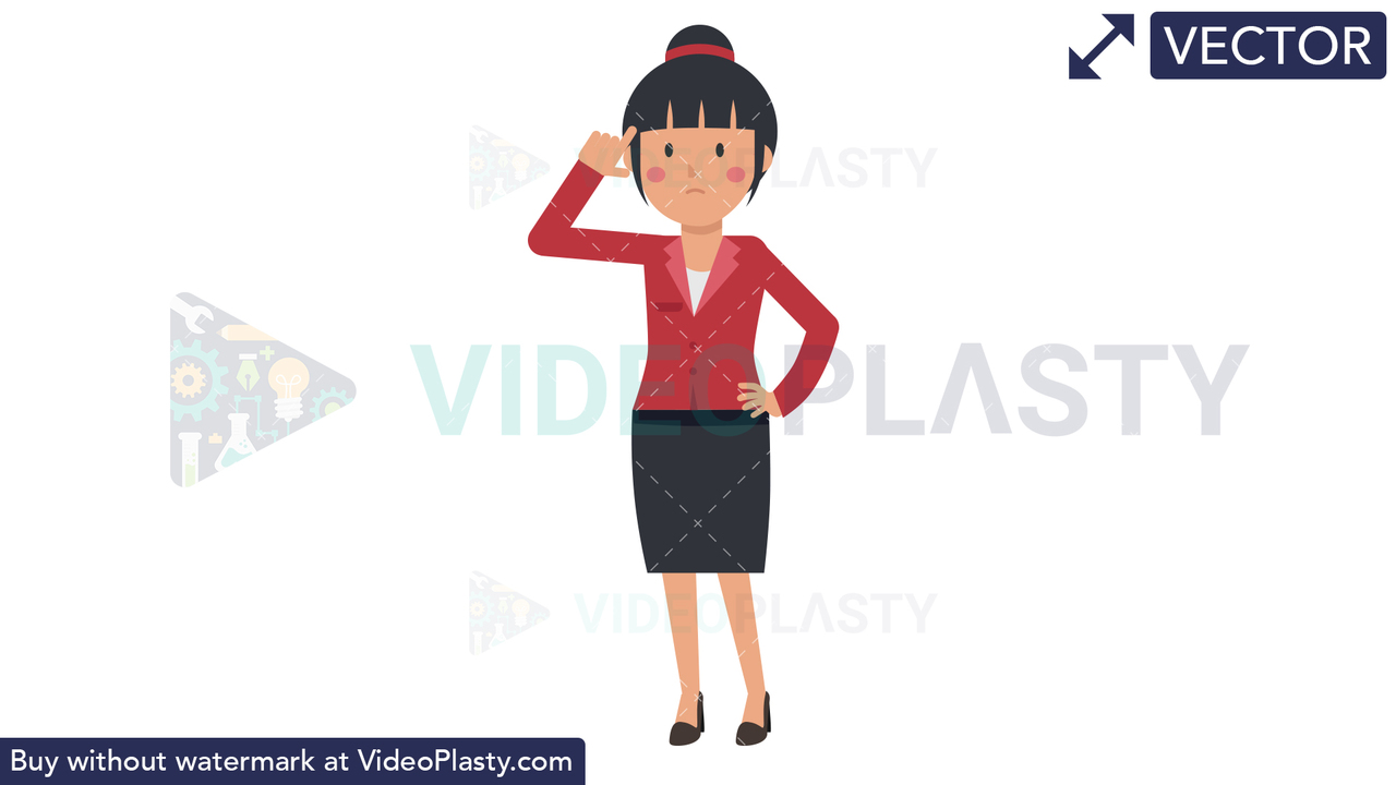 Asian Corporate Woman Thinking Vector Clipart