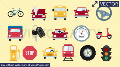 Auto & Road Pack - 16 Icons Vector Clipart