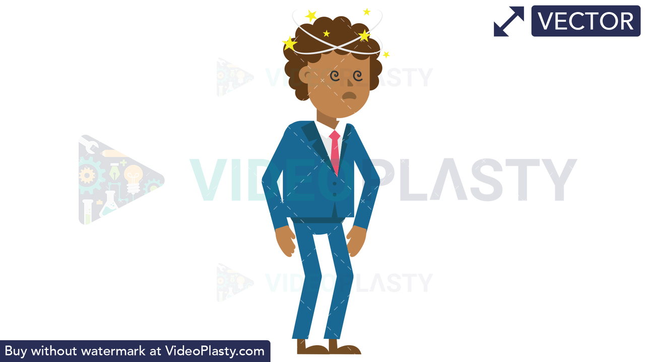Black Corporate Man Being Dizzy Vector Clipart