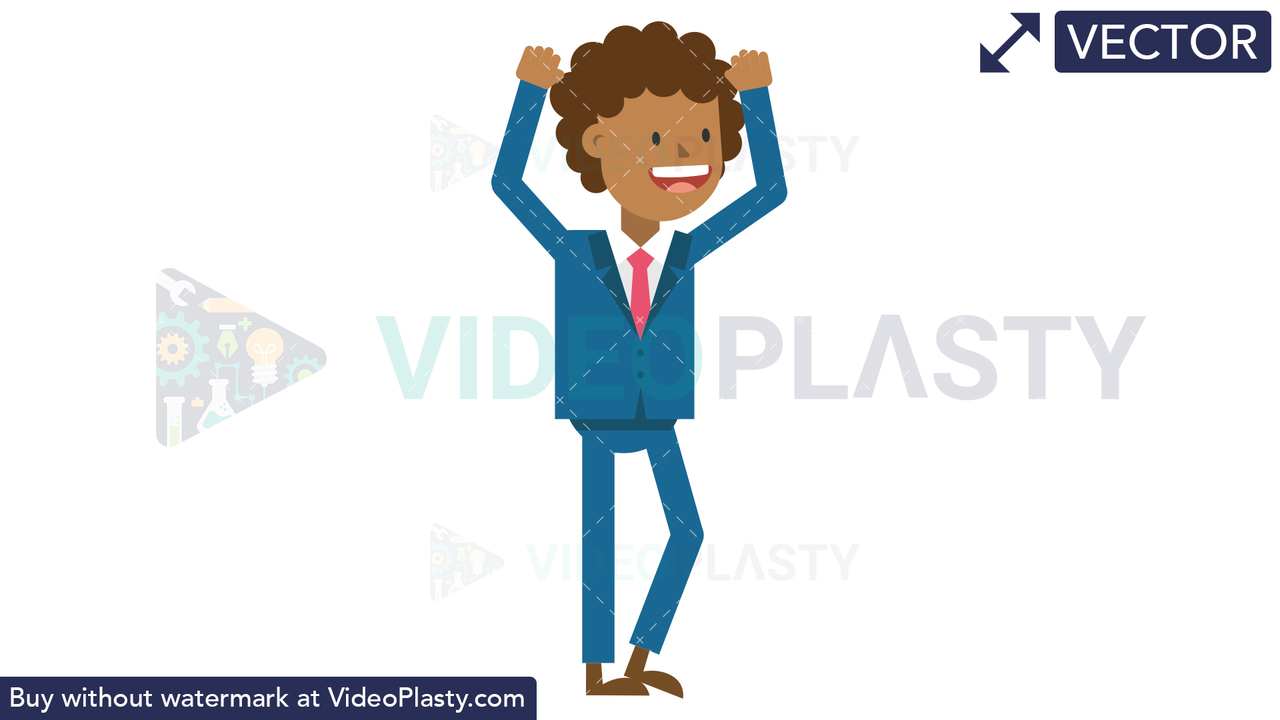Black Corporate Man Being Happy Vector Clipart