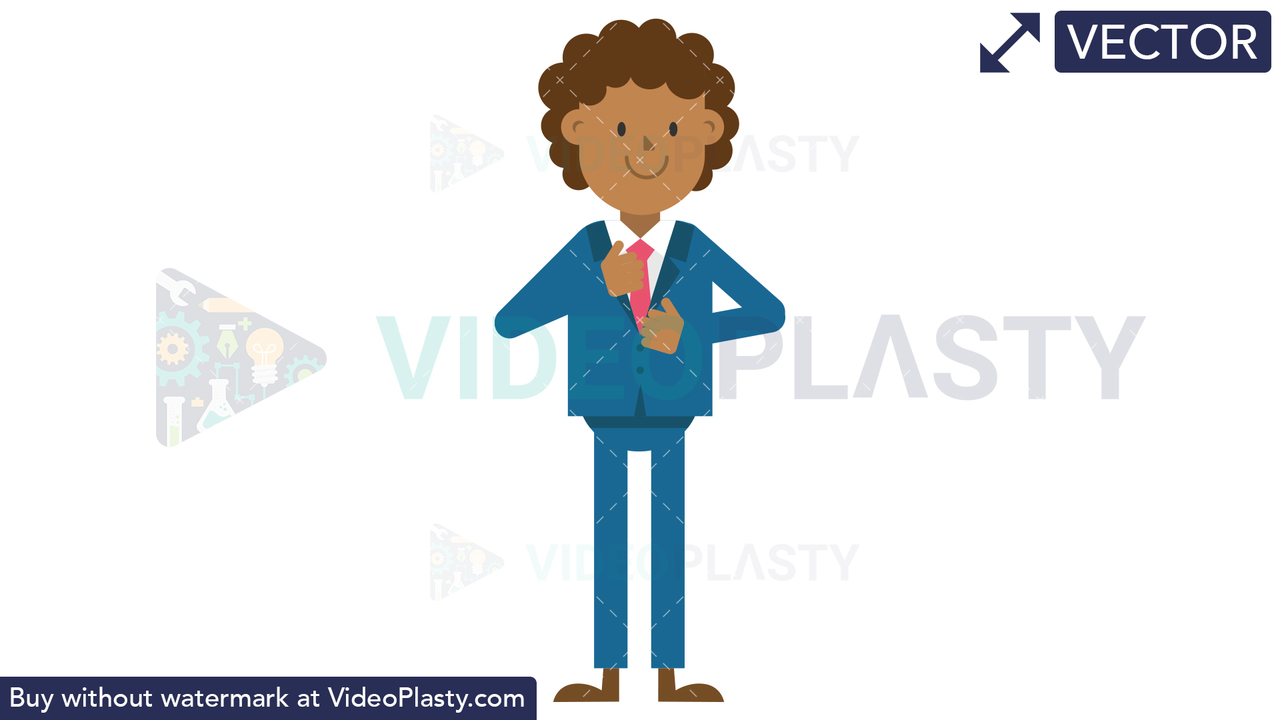 Black Corporate Man Fixing His Necktie Vector Clipart