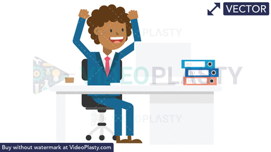 Black Corporate Man Happy With His Work Vector Clipart