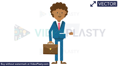 Black Corporate Man Holding a Laptop and Suitcase Vector Clipart