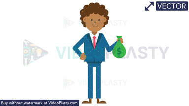 Black Corporate Man Holding a Sack of Money Vector Clipart