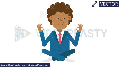 Black Corporate Man Meditating Vector Clipart