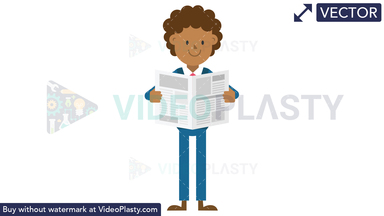 Black Corporate Man Reading a Newspaper Vector Clipart