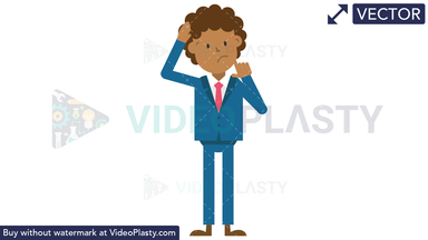 Black Corporate Man Scratching His Head Thinking Vector Clipart
