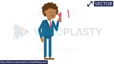Black Corporate Man Using a Megaphone Vector Clipart