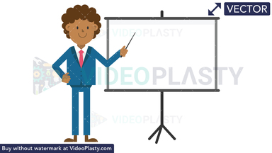 Black Corporate Man Using the Projector Screen Vector Clipart