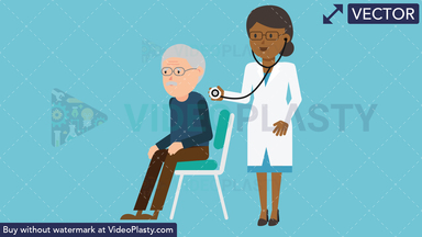 Black Female Doctor with Patient Checkup Vector Clipart