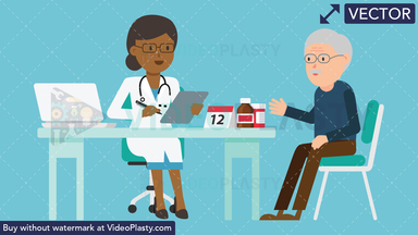 Black Female Doctor with Patient Consultation Vector Clipart