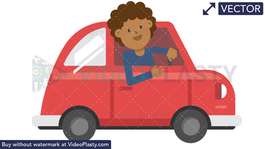Black Man Driving Car Vector Clipart