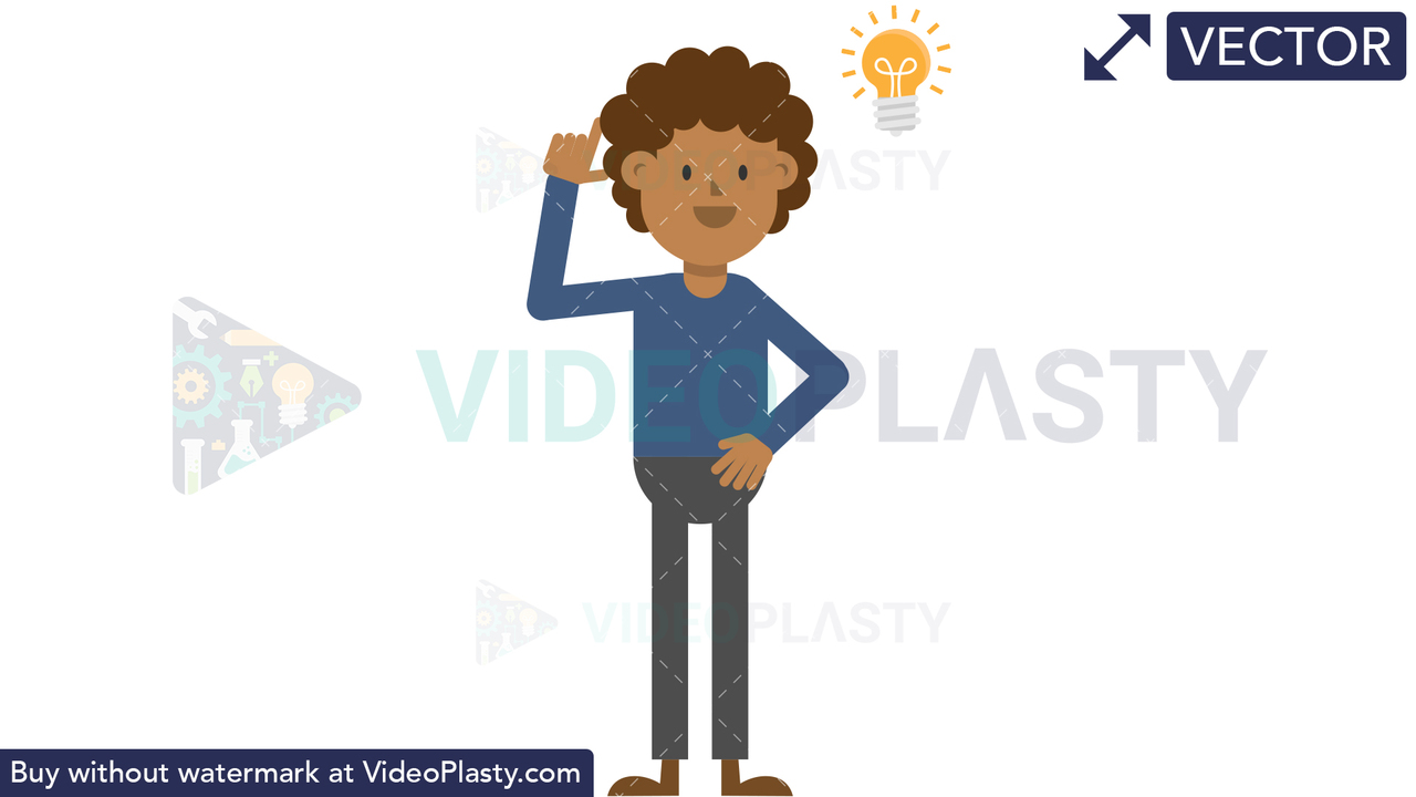 Black Man Getting an Idea Vector Clipart