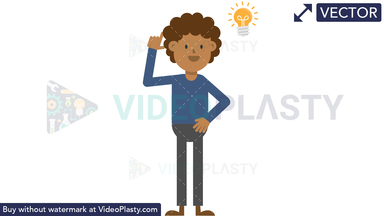 Black Man Getting an Idea Vector Clipart
