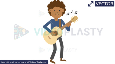 Black Man Playing Guitar Standing Vector Clipart