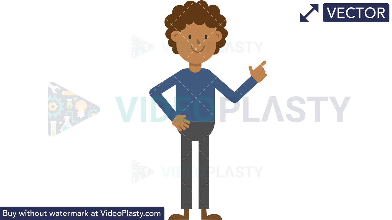 Black Man Pointing to the Right Vector Clipart