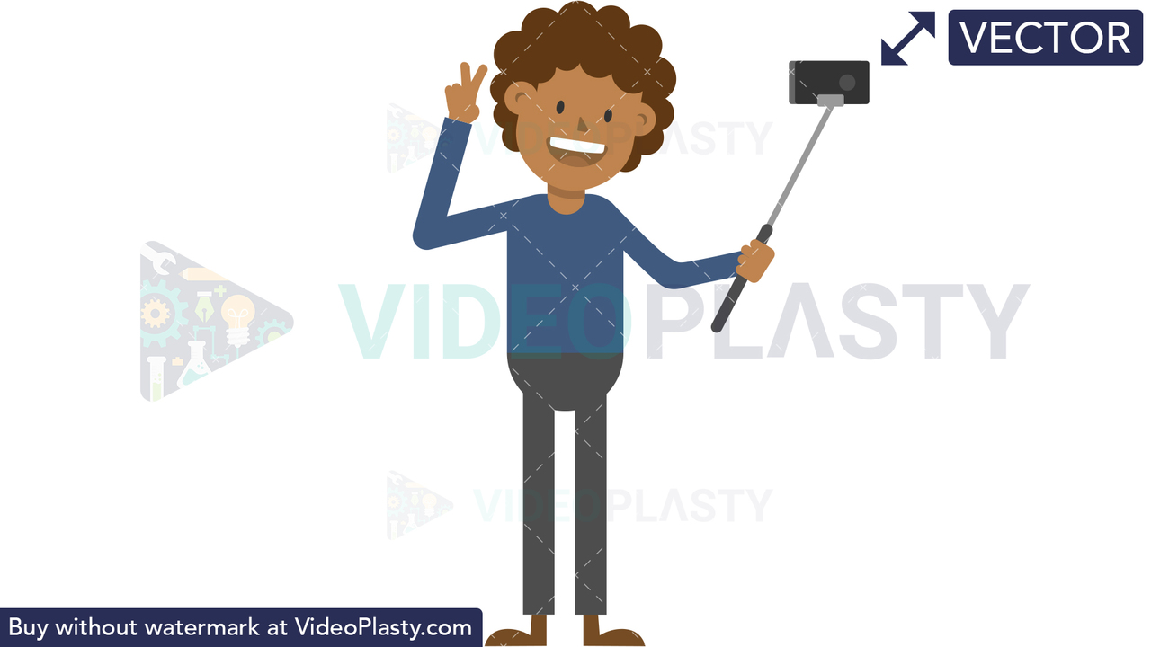 Black Man Taking a Selfie Vector Clipart