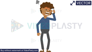 Black Man Talking Angry on the Phone Vector Clipart