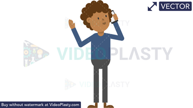Black Man Talking on the Phone Vector Clipart