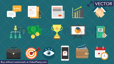 Business Bundle - 16 Flat Icons Vector Clipart