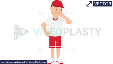 Coach Using a Whistle Vector Clipart