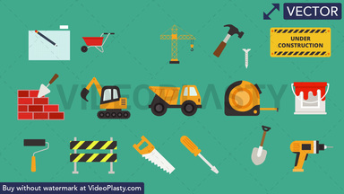 Construction Pack - 16 Icons Vector Clipart