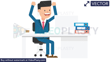 Corporate Man Happy With His Work Vector Clipart