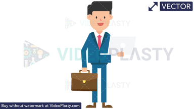 Corporate Man Holding a Laptop and Suitcase Vector Clipart